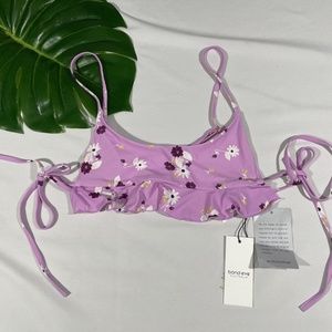 NWT Bond-Eye [ XS ] Sunshine Daydream All Ruffled Crop Bikini Top Magnolia